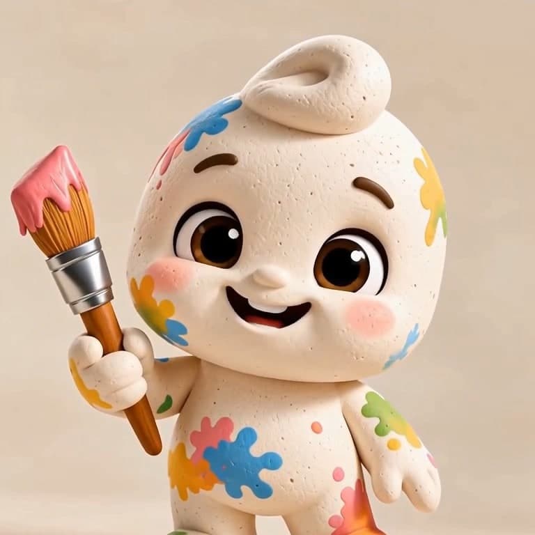 Kast smiling with his paintbrush